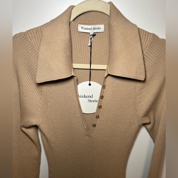 WEEKEND STORIES - NWT BEIGE SWEATER DRESS - PLUS SIZE FRIENDLY - Picture 3 of 5